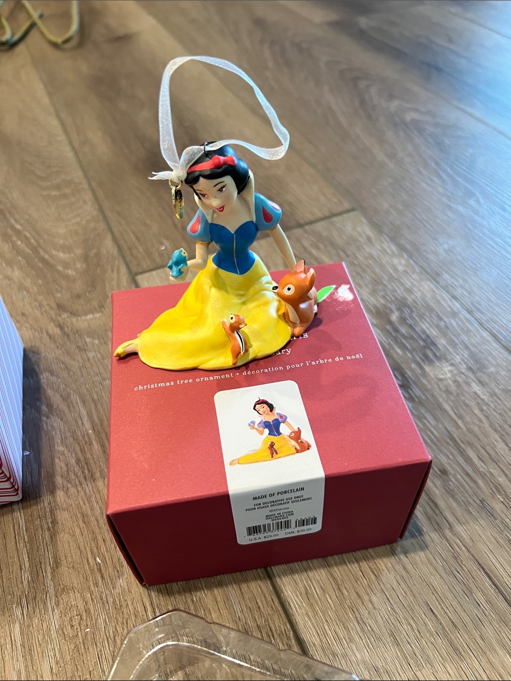 Snow White Porcelain Christmas Ornament - Yellow Blue Red